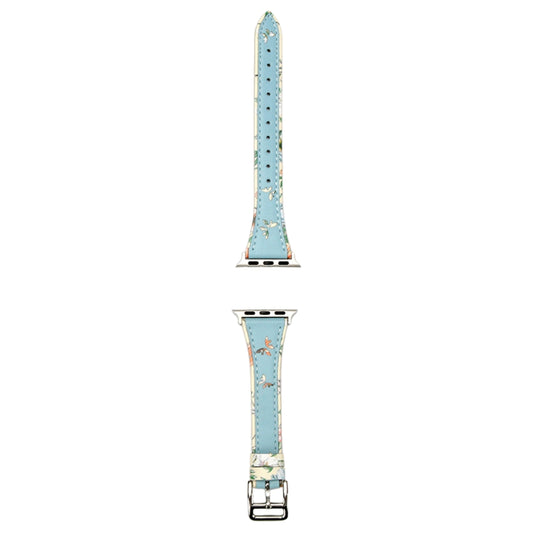 Apple Watch Series 1/2/3/4/5/6/SE/7/8/9/Ultra - Hollowed-out Butterfly Printed Leather Tang Buckle Watch Band