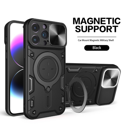 [With Stand][Built-in Slide Lens Cover] OPPO Reno13 / Pro Mecha-style Protective Hard Heavy Duty Series Case - i-Station Mobile Phone & Electronic Device Repair and Accessories