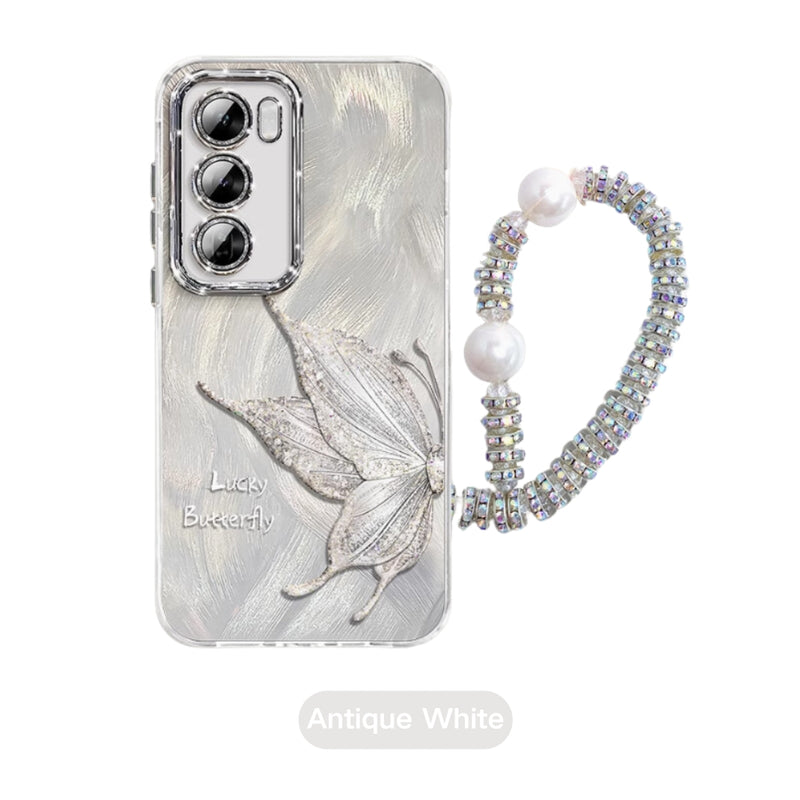 Load image into Gallery viewer, OPPO Reno 12 5G (CPH2625) - Simple Lucky Butterfly Fashion-Forward Series Case With Pearl Hanging Rope
