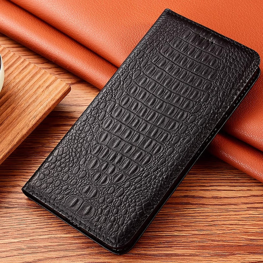 [With Card Slot] Motorola Moto Edge 50 Pro - Business Genuine Leather Flip Wallet Series Stand Case