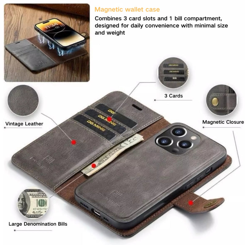 Load image into Gallery viewer, [With Card Slot] Apple iPhone 14/mini/Pro/Max - Magnetic Snap Closure Drop Proof Genuine Leather Flip Wallet Series Case
