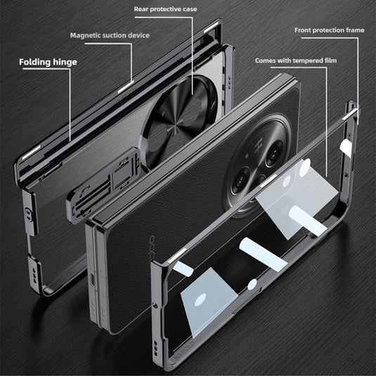 OPPO Find N3 (CPH2499) - Electroplated Frame All-in-One Case and Film Stand Series Case