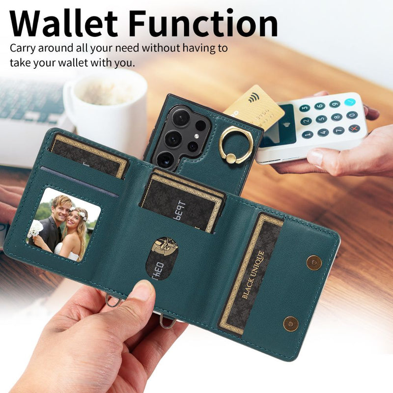 Load image into Gallery viewer, [With Card Slot] Samsung Galaxy S23/Plus/Ultra/FE - Business Crossbody PU Leather Wallet Series Stand Case With Lanyard
