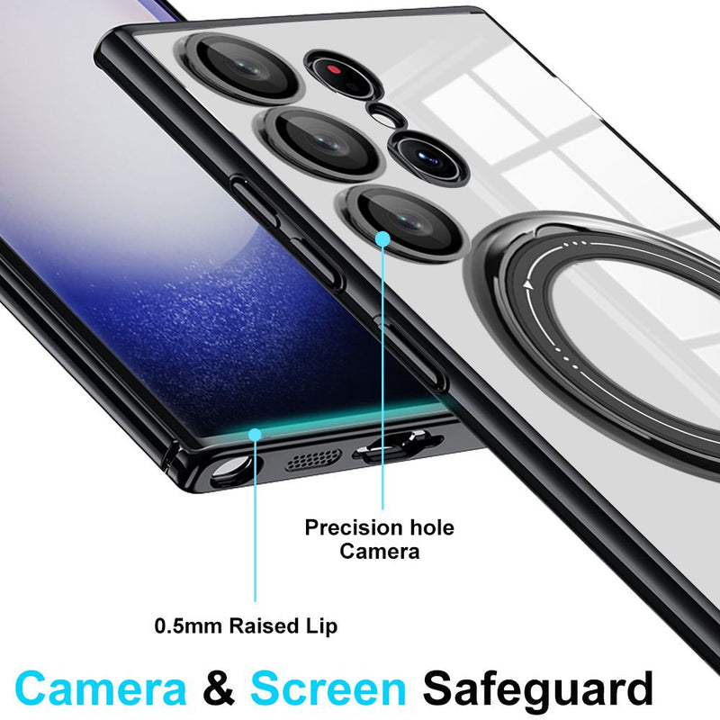 Load image into Gallery viewer, [Magsafe Compatible] Samsung Galaxy A14 4G (A145) / A14 5G (A146) - Electroplated Frame 360° Rotatable Stand Transparent Case
