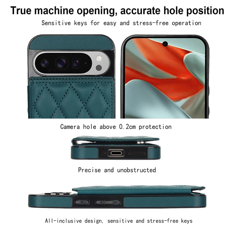 Load image into Gallery viewer, [With Card Slot][Adjustable Stand] Google Pixel 9/Pro/Pro XL - Diamond Quilting Anti-fraud PU Leather Flip Wallet Series Case
