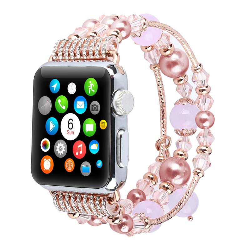 Load image into Gallery viewer, Apple Watch Series 1/2/3/4/5/6/SE/7 Gen - Fashion Agate Beaded Watch Band Chain
