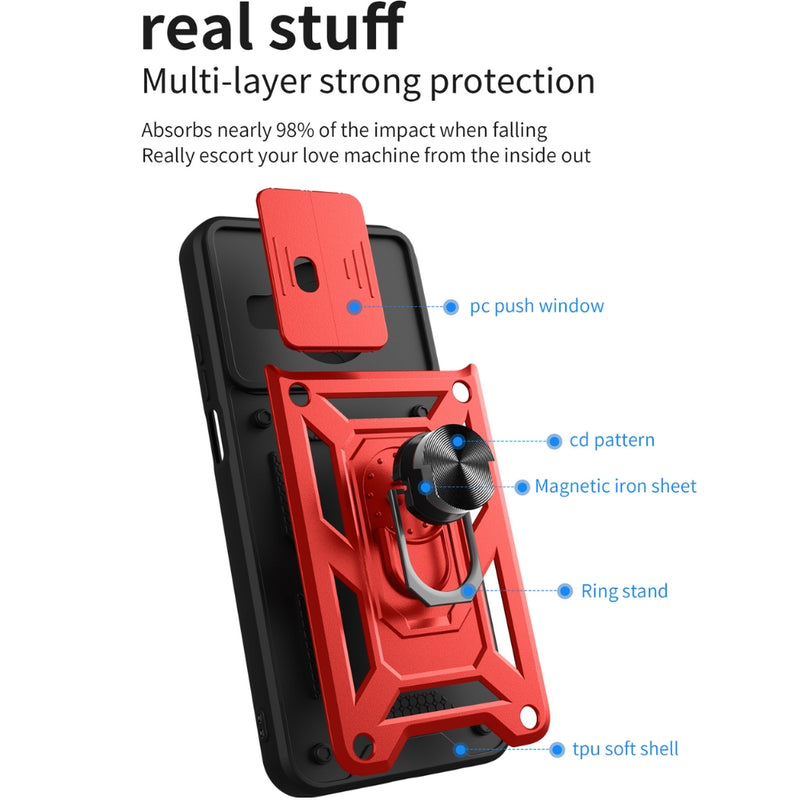 Load image into Gallery viewer, Nokia C10/C20 - Multifunction Sliding Window Heavy Duty Series Case With Finger Ring Stand
