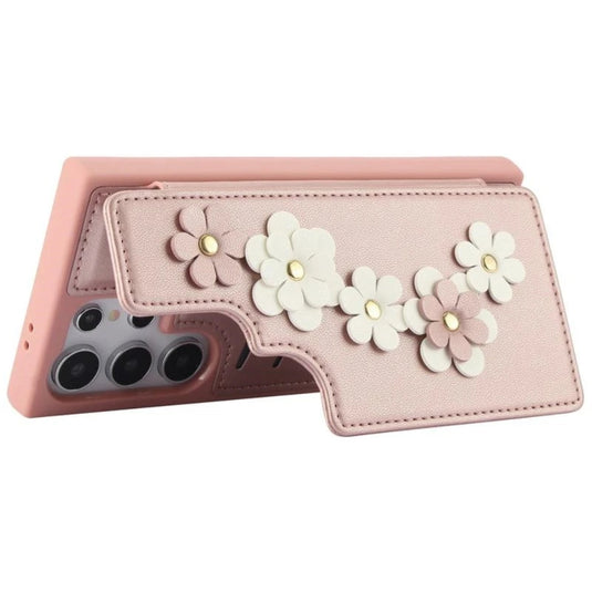 [With Card Slot] Samsung Galaxy A13 4G/5G/A04S/A04/M13 5G - Flower-decorated Leather Wallet Series Stand Case