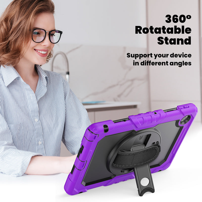 Load image into Gallery viewer, [Built-in Kickstand] Lenovo Tab 10.1&quot; 2025 (TB311FU/TB311XU) - Silicone Full Covered Heavy Duty Series Case With Adjustable Hand Strap
