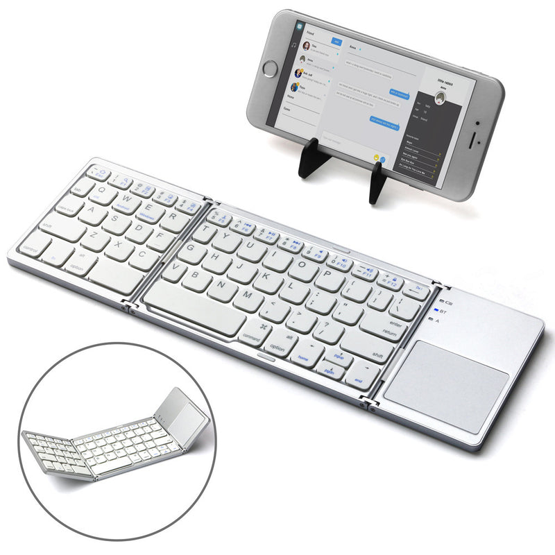 Load image into Gallery viewer, Ultra - Thin Portable Touchpad Wireless Bluetooth Tri - Fold Mini Keyboard (Compatible with Mobile Phones, Tablets, and Laptops)
