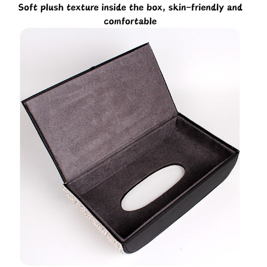 Car-Mounted Diamond-Studded Tissue Box Creative Car Central Console Ornament Interior With Feather Mat - i-Station Mobile Phone & Electronic Device Repair and Accessories