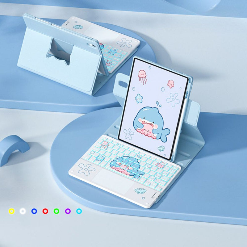 Load image into Gallery viewer, [With Pen Slot] Apple iPad 10.2&quot; 7th/8th Gen (2019/2020) - Cartoon Free Rotation Magnetic Adsorption Case With Backlight and Touchpad Keyboard
