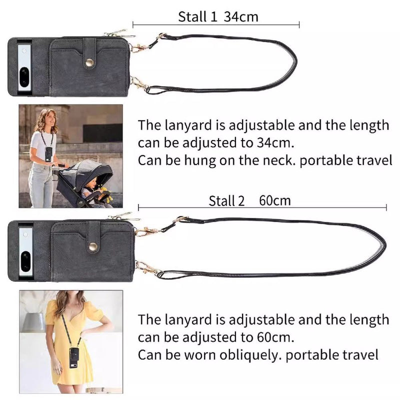 Load image into Gallery viewer, [With Card Slot] Google Pixel 8/8A/8 Pro - Women Crossbody Zip PU Leather Wallet With Lanyard Drop proof Case
