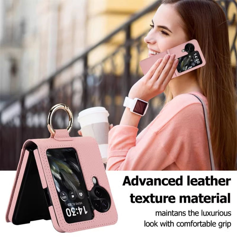 Load image into Gallery viewer, [With Card Slot] OPPO Find N3 Flip (PHT110) - Fashion PU Leather Essentials Series Case With Finger Ring
