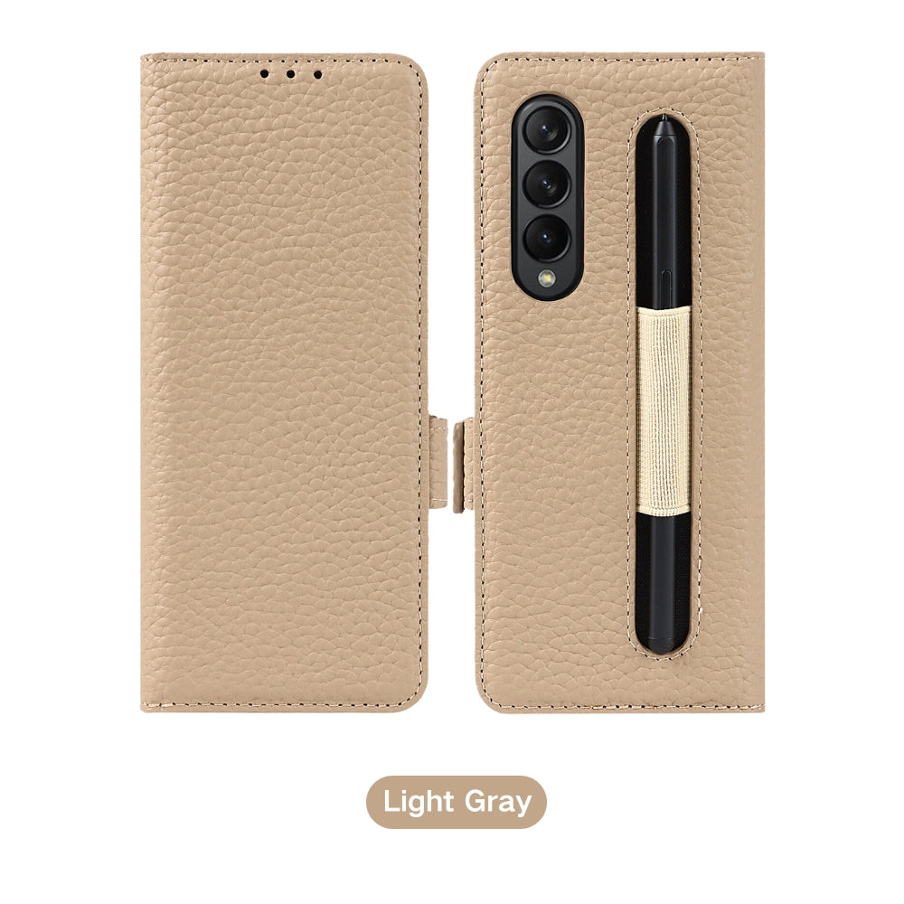 [With Pen Slot][With Card Slot] Samsung Galaxy Z Fold 5 5G (SM-F946B) - Business Drop Proof Genuine Leather Wallet Series Stand Case - i-Station Mobile Phone & Electronic Device Repair and Accessories