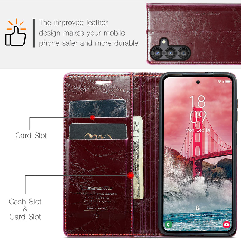 Load image into Gallery viewer, [With Card Slot] Samsung Galaxy A25 5G (SM-A256) - Magnetic Flip PU Leather Wallet Series Stand Case
