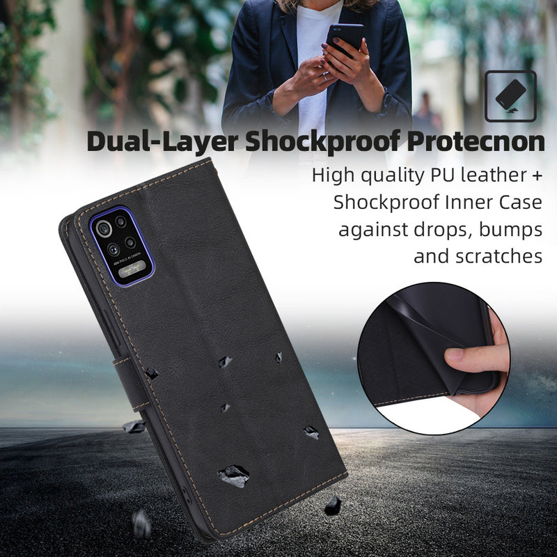 Load image into Gallery viewer, LG Q70 - Business Magnetic RFID Blocking PU Leather Wallet Series Stand Case
