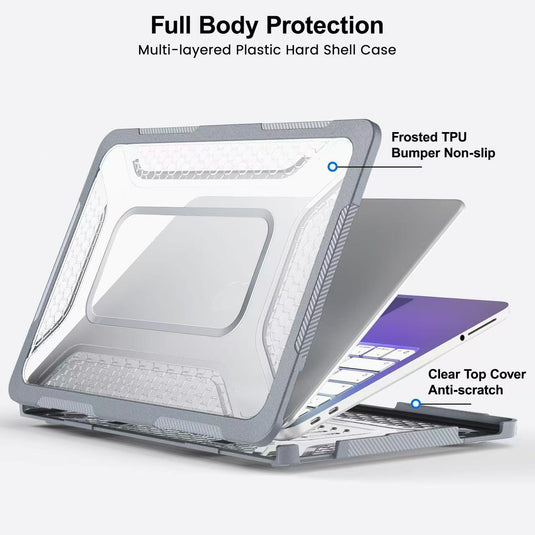 Macbook Neo 13“ 2026 (A3404) - Hybrid Armor Case with Hidden Stand & Anti-Slip Grip - i-Station Mobile Phone & Electronic Device Repair and Accessories