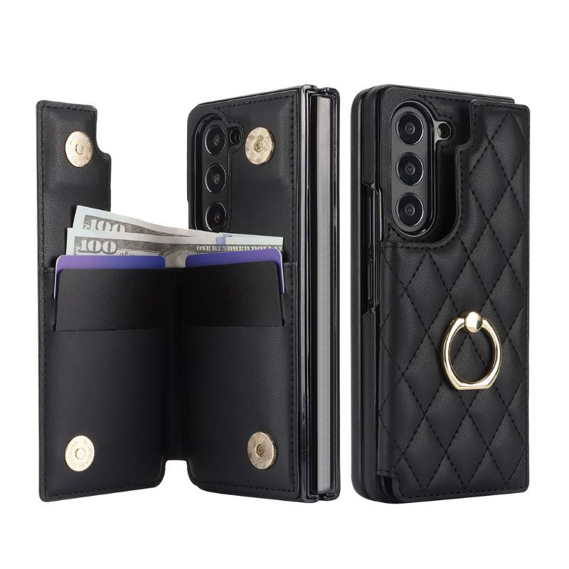 Load image into Gallery viewer, [With Card Slot] Samsung Galaxy Z Fold 5 (SM-F946) - Diamond Pattern Folding Ring Wallet Series Case
