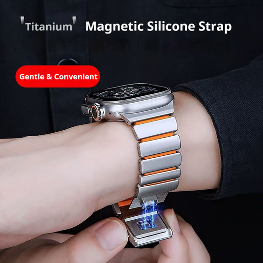 [44mm] Apple Watch Series 6/5/4/SE Dual-Layer Design with Titanium and Silicone Watch Band - i-Station Mobile Phone & Electronic Device Repair and Accessories