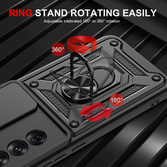 [Built-in Ring Bracket] Oppo Reno12/Pro 360 Degree Rotatable Metal Ring Outdoor Protective Case With 1 Piece Tempered Glass Film