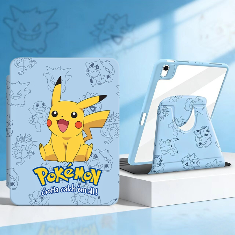 Load image into Gallery viewer, [Built-in Pen Slot] Apple iPad 7/8/9 10.2'' 7/8/9th Gen (2019/2020/2021) Pokémon Smart 360° Degree Rotate Stand Shockproof Flip Cover Case
