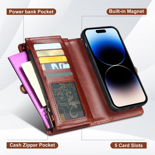 [2 in 1 Magnetic Detachable][With Card Slot] Apple iPhone XR - Multi Functional Flip Leather Wallet Series Case