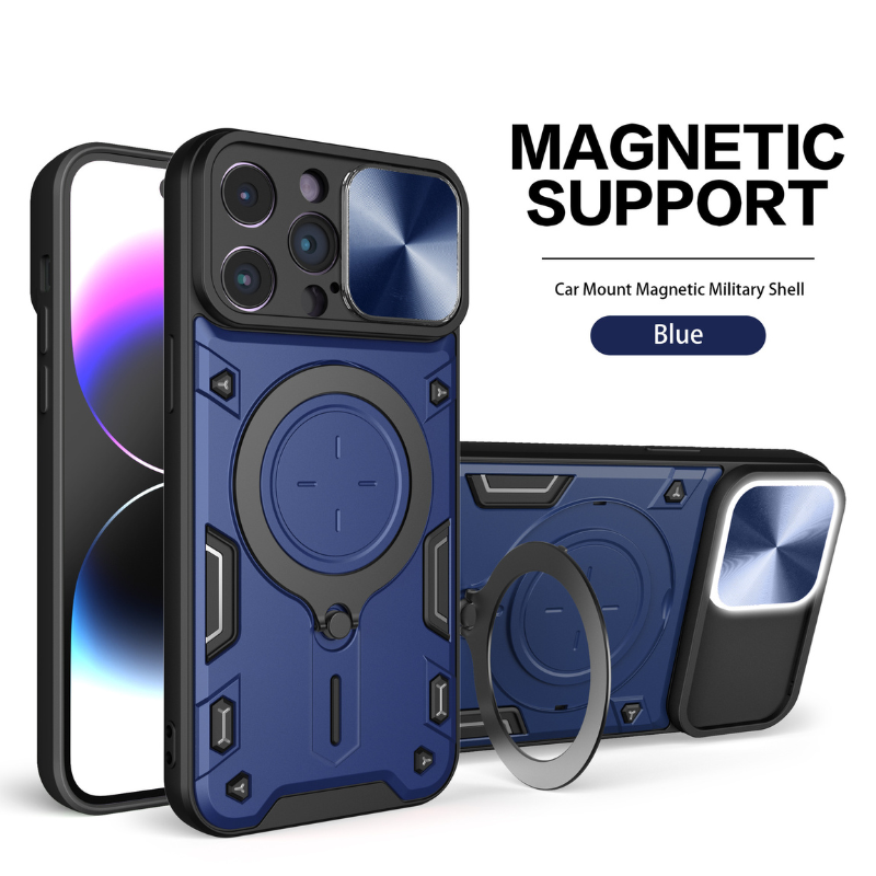 [With Stand][Built-in Slide Lens Cover] OPPO Reno13 / Pro Mecha-style Protective Hard Heavy Duty Series Case - i-Station Mobile Phone & Electronic Device Repair and Accessories