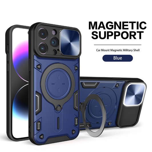 [With Stand][Built-in Slide Lens Cover] OPPO Reno13 / Pro Mecha-style Protective Hard Heavy Duty Series Case