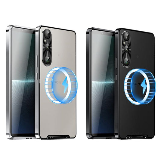 Sony Xperia 1 V - Shockproof Aluminum Metal Bumper Magnetic Matte Back Cover Case