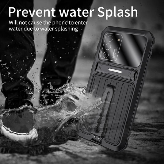 [Built-in Stand] Samsung Galaxy S21/Plus/Ultra/FE - Metal Full Covered Waterproof Heavy Duty Series Case