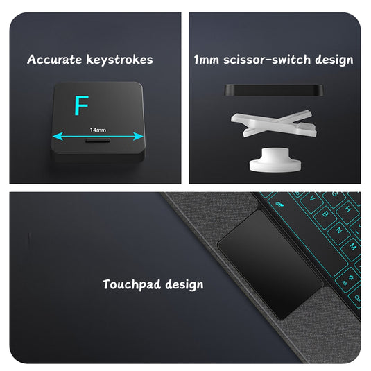 Lenovo Idea Tab Pro 12.7" 2025 (TB373FU/TB375FC) - Smart Detachable Type Touch Keyboard Case with Backlight