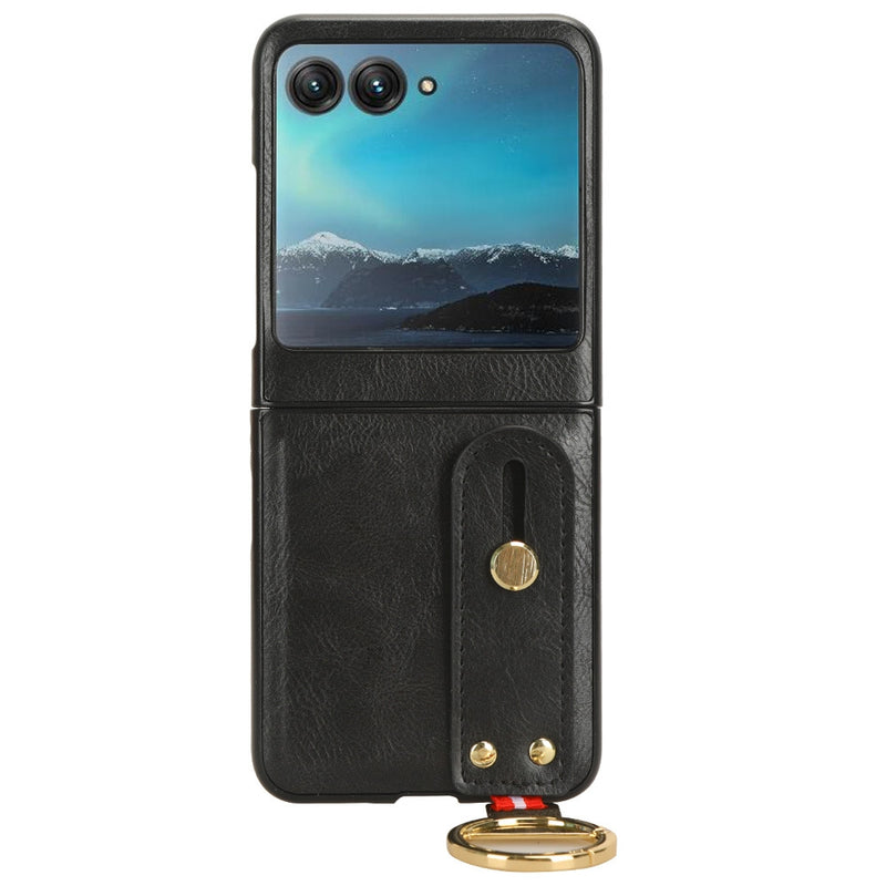 Load image into Gallery viewer, Motorola Moto Razr 40 Ultra - Business Drop Proof Genuine Leather Series With Wrist Strap and Finger Ring
