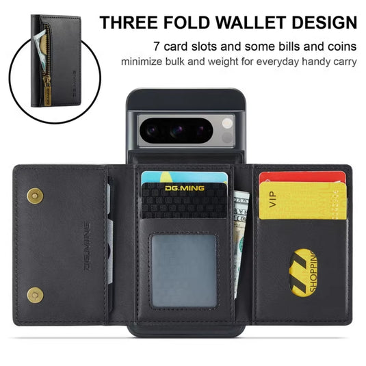 [With Card Slot][[Magsafe Compatible]] Google Pixel 8/8A/8 Pro - Business PU Leather Wallet With Zip Series Stand Case