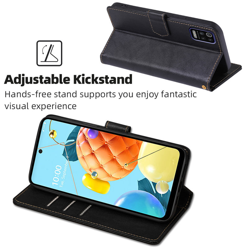 Load image into Gallery viewer, LG Q70 - Business Magnetic RFID Blocking PU Leather Wallet Series Stand Case
