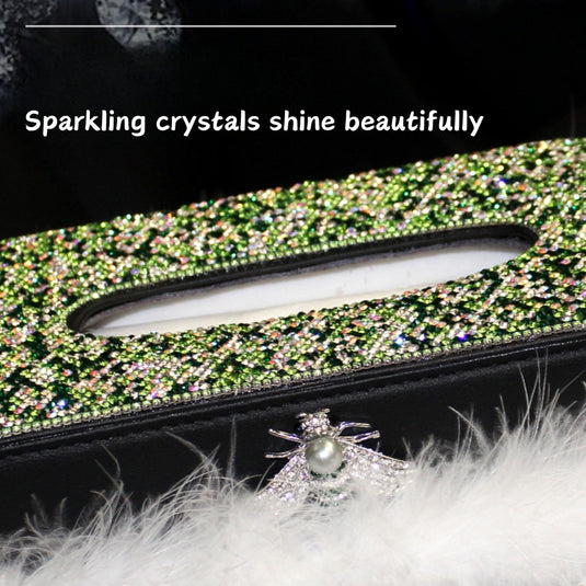 Car-Mounted Diamond-Studded Tissue Box Creative Car Central Console Ornament Interior With Feather Mat - i-Station Mobile Phone & Electronic Device Repair and Accessories