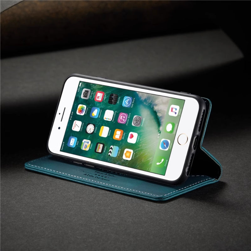 Load image into Gallery viewer, [With Card Slot][Adjustable Bracket] Apple iPhone X/XS/XS Max/XR - Foldable Anti-slip Anti-drop PU Leather Flip Wallet Series Stand Case
