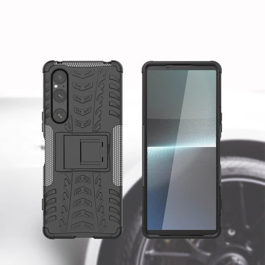 Sony Xperia 10 V - Anti-slip Honeycomb Tire Pattern TPU+PC Stand Case