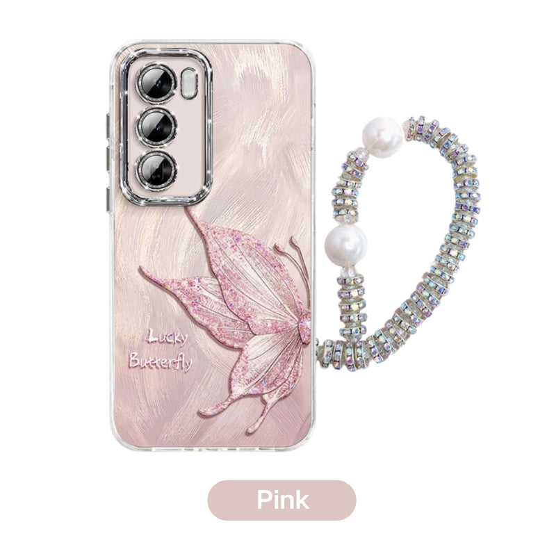 Load image into Gallery viewer, OPPO Reno 12 5G (CPH2625) - Simple Lucky Butterfly Fashion-Forward Series Case With Pearl Hanging Rope
