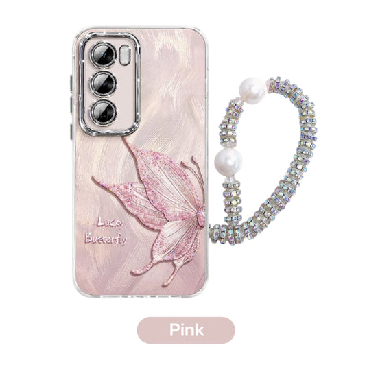 OPPO Reno 12 5G (CPH2625) - Simple Lucky Butterfly Fashion-Forward Series Case With Pearl Hanging Rope