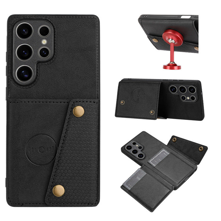 Load image into Gallery viewer, Samsung Galaxy S25/Plus/Ultra - Vehicle-mounted Magnetic Suction Double-buckle and Multi-functional Wallet Series Case
