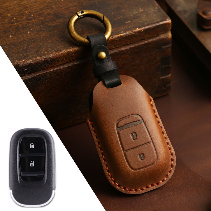 Load image into Gallery viewer, Honda Handcrafted Genuine Leather Car Key Fob Case Cover For CR-V, Accord, Civic, HR-V, Pilot
