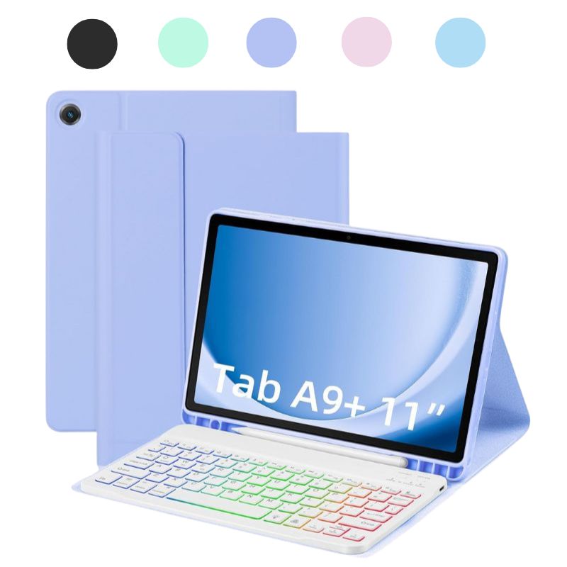 Load image into Gallery viewer, [Detachable Keyboard][With RGB Backlit][Square Keycaps] Samsung Galaxy Tab A9 Plus 11&quot; 2023 (SM-X210/X215/X216) - Magnetic Wireless Bluetooth Keyboard Flip Case With Pen Slot
