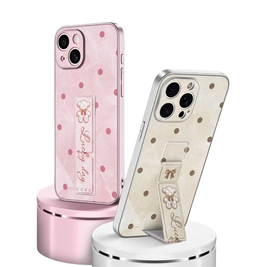 [Foldable Wrist Strap Holder] Apple iPhone 16/Pro/Max - Painted Leather Soft Edge Fashion-Forward Series Case With Chain