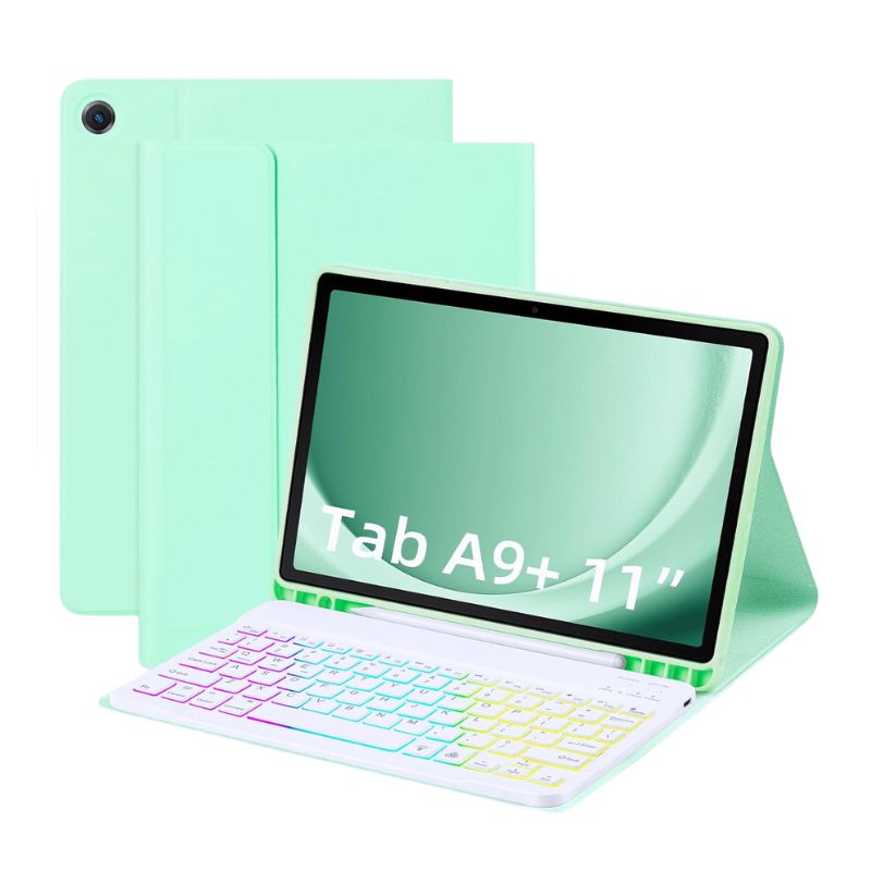 Load image into Gallery viewer, [Detachable Keyboard][With RGB Backlit][Square Keycaps] Samsung Galaxy Tab A9 Plus 11&quot; 2023 (SM-X210/X215/X216) - Magnetic Wireless Bluetooth Keyboard Flip Case With Pen Slot
