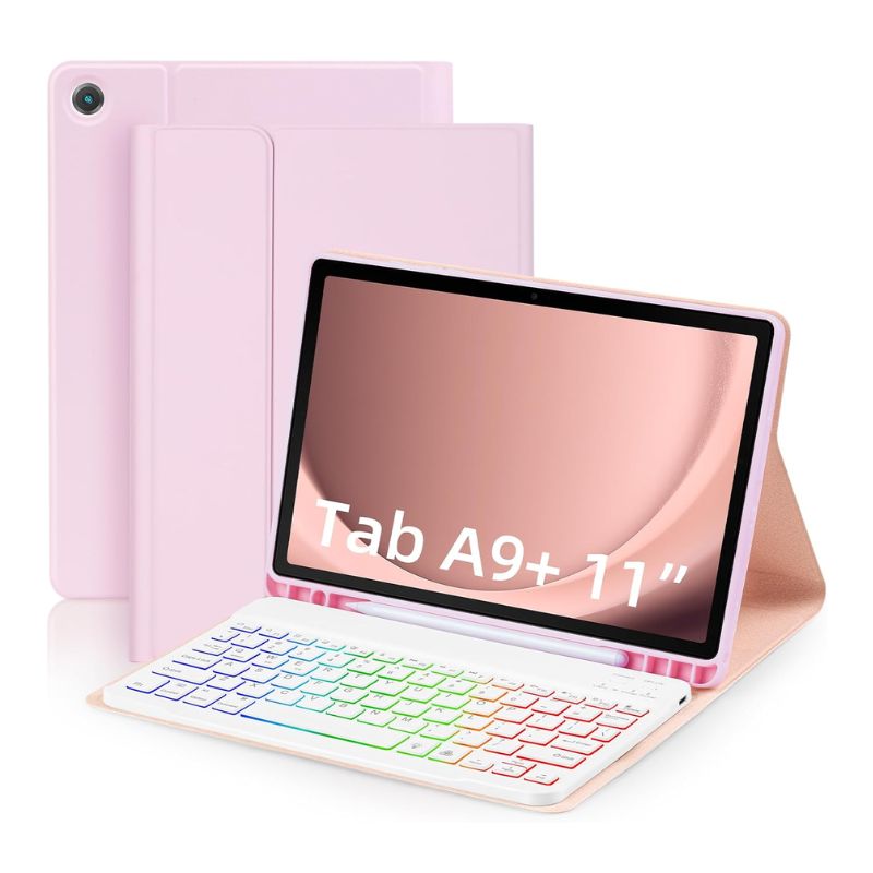 Load image into Gallery viewer, [Detachable Keyboard][With RGB Backlit][Square Keycaps] Samsung Galaxy Tab A9 Plus 11&quot; 2023 (SM-X210/X215/X216) - Magnetic Wireless Bluetooth Keyboard Flip Case With Pen Slot
