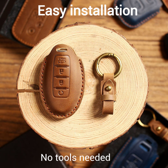 Nissan Handcrafted Genuine Leather Car Key Fob Case Cover For Pathfinder, Murano, Micra, Altima, Sentra,  Note, Juke, Armada, Qashqai