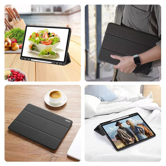 [With Pen Slot] Samsung Galaxy Tab S12 Plus (2026) 12.4" Premium PU Fabric Texture Shockproof Case