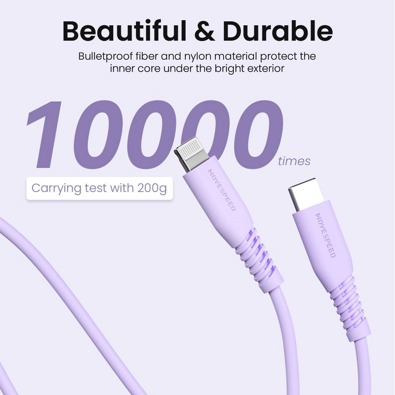 Load image into Gallery viewer, MOVE SPEED 20V/3A USB-C to Lightning Colorful Charging Cable 1.2m (YSUCM04-CL12)
