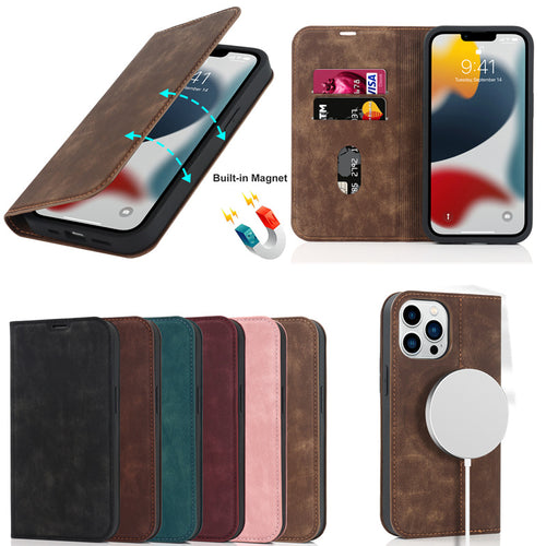 [With Card Slot][Magsafe Compatible] Apple iPhone 11 /Pro/Pro Max Flip Full-cover Protective Genuine Leather Series Case